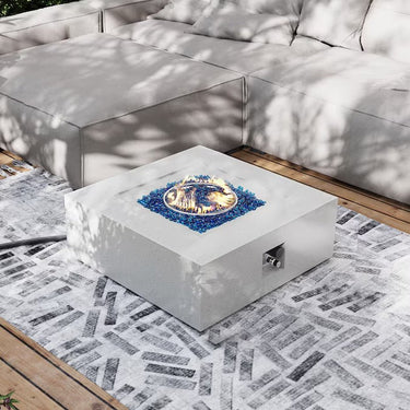 Square Terrazzo Fire Pits 28 - In W White Magnesium Oxide Square Liquid Propane Fire Pit - Melillo EnterprisesFire Pits & AccessoriesFire Pits & Patio HeatersGas Fire Pits